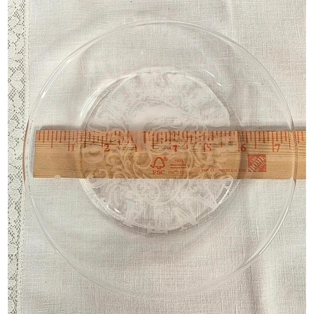 Vintage Clear Glass Cookies For Santa Christmas Plate Frosted Design 7.5in